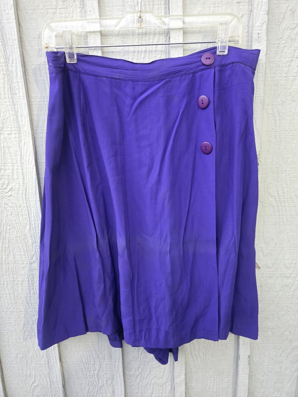 Vintage 80s/90s Bonjour Purple Button-Front Skort Culottes - Size 20 Made in USA